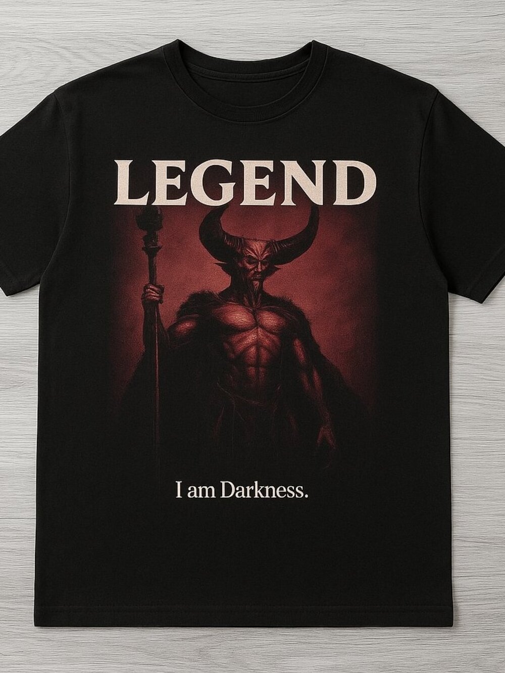 Horned Demon Lord Dark Fantasy Graphic Tee - Gothic Horror Shirt